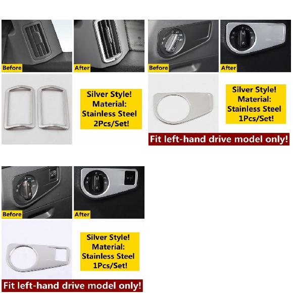 適用: VW フォルクスワーゲン/VOLKSWAGEN アトラス/テラモント 2017-2020 レスト ペダル AC エア ギア パネル ヘッド ライト カバー トリム ステンレス スチール アクセサリー タイプA〜タイプD AL-OO-5234 AL