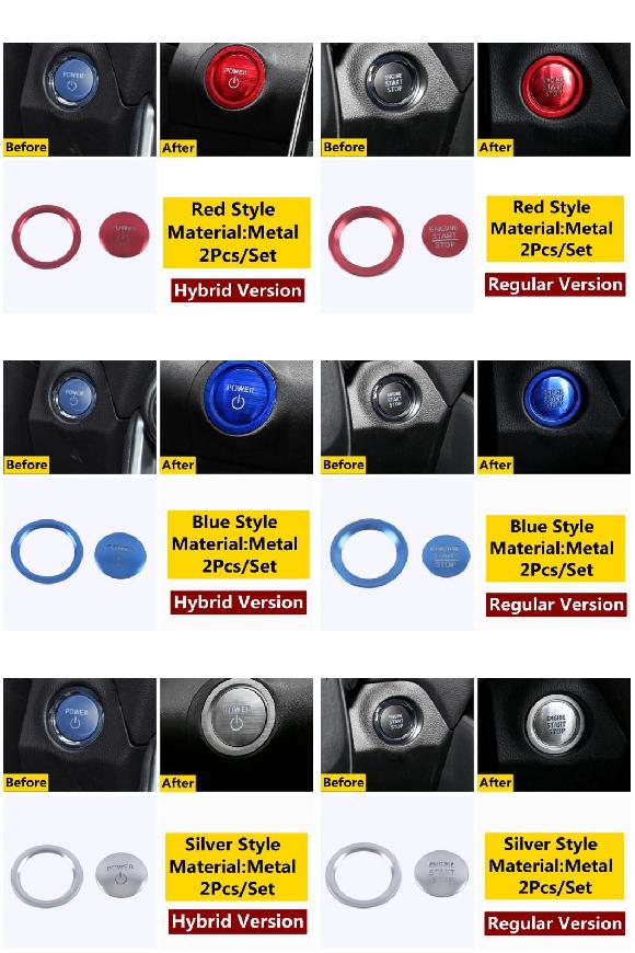 AL スタート ストップ エンジン ボタン カバー ケース 適用: トヨタ レッド ハイブリッド車〜シルバー レギュラー AL-OO-5392の通販は