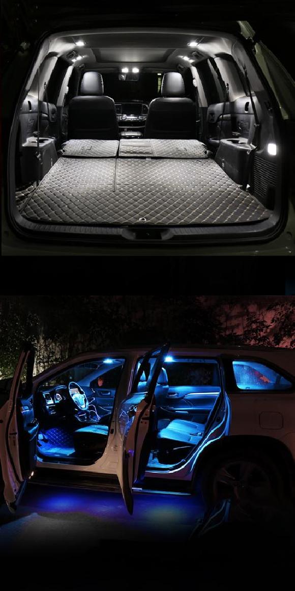 AL 適用: 三菱 アウトランダー 3 2013 2014 2015 2016 2017 2018 2019 2020 11ピース LED バルブ インテリア ランプ キット ホワイト・レイクブルー AL-OO-6206