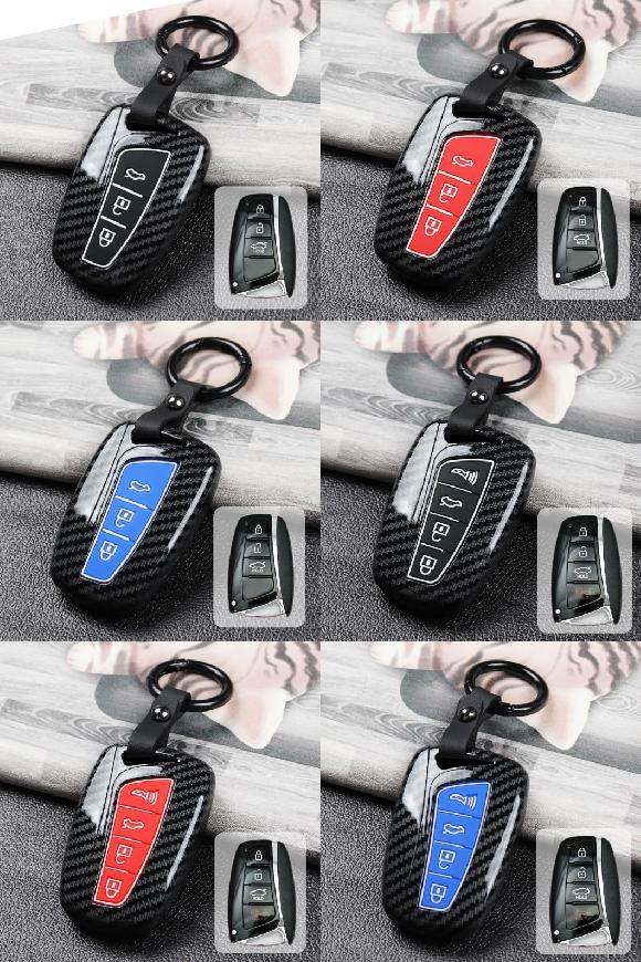 AL キー カバー ケース 適用: ヒュンダイ/現代/HYUNDAI サンタフェ DM IX35 IX45 エクウス 3ボタン ブラック〜4ボタン ブルー AL-OO-6336
