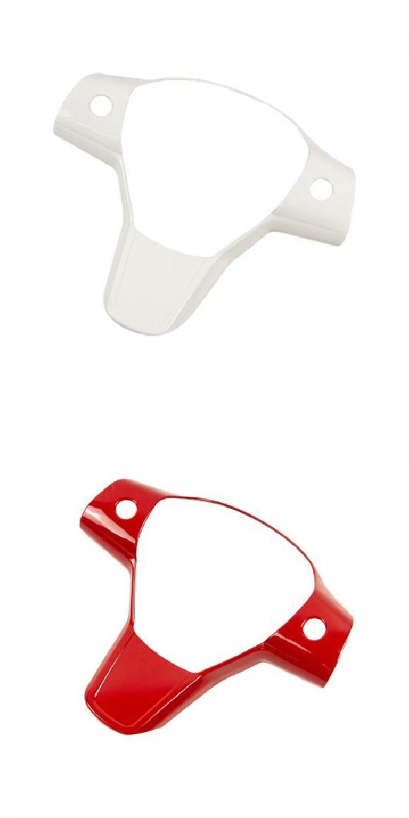 AL 適用: テスラ/TESLA モデル 3 Y 2017-2020 2021 2022 MODEL3 ABS プラスチック ステアリング ホイール トリム カバー フレーム ホワイト・レッド AL-OO-6444