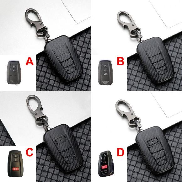 AL ABS カーボンファイバー キーケース カバー 適用: トヨタ カムリ プリウス RAV4 CHR カローラ アヴァロン ランドクルーザー タイプA〜タイプD AL-OO-6599