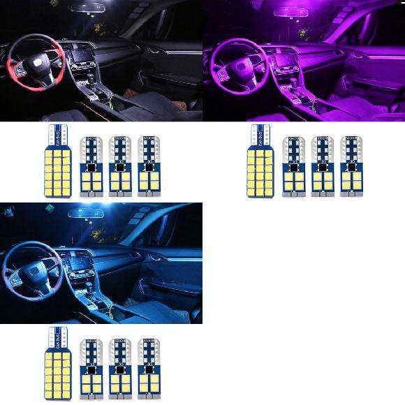 AL 適用: ホンダ シビック 10 2014 2015 2016 2017 2018 2019 FA FD 4ピース12V LED バルブ キット インテリア リード ホワイト〜レイクブルー AL-OO-6679の通販は