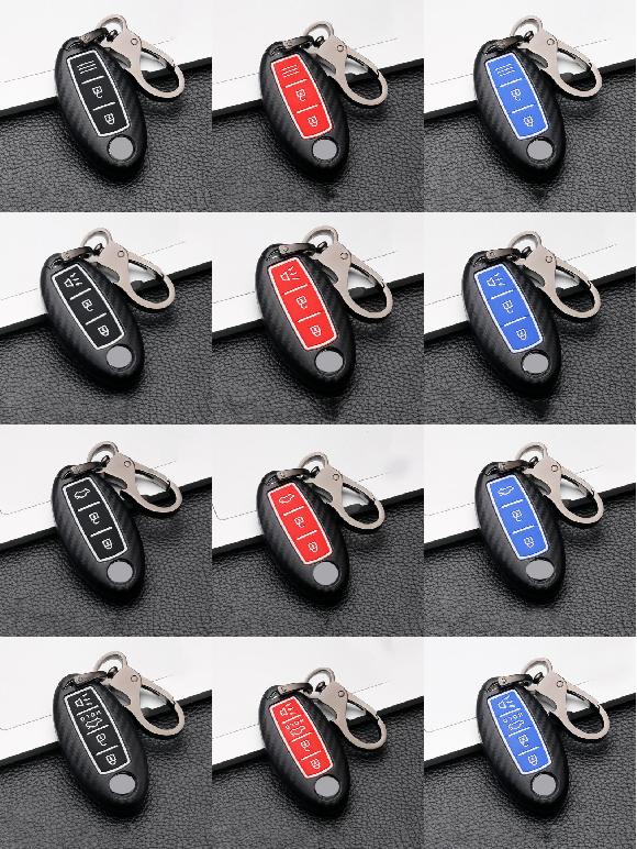 AL キーケース カバー 適用: 日産 キャシュカイ J10 J11 X トレイル T31 T32 A カーボン ブラック〜D カーボン ブルー AL-OO-6822