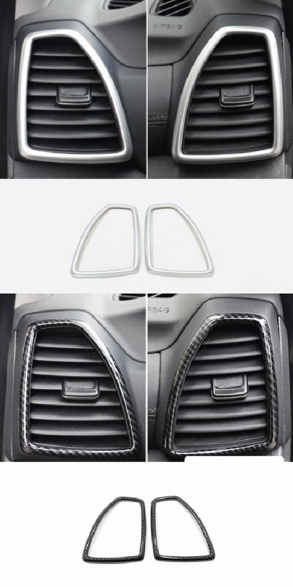 ABS カーボンファイバー 適用: ヒュンダイ/現代/HYUNDAI ツーソン 2019 2020 アクセサリー 左ハンドル 右 通気口 カバー トリム ステッカー 2ピース シルバー・カーボン調 AL-OO-7104 AL