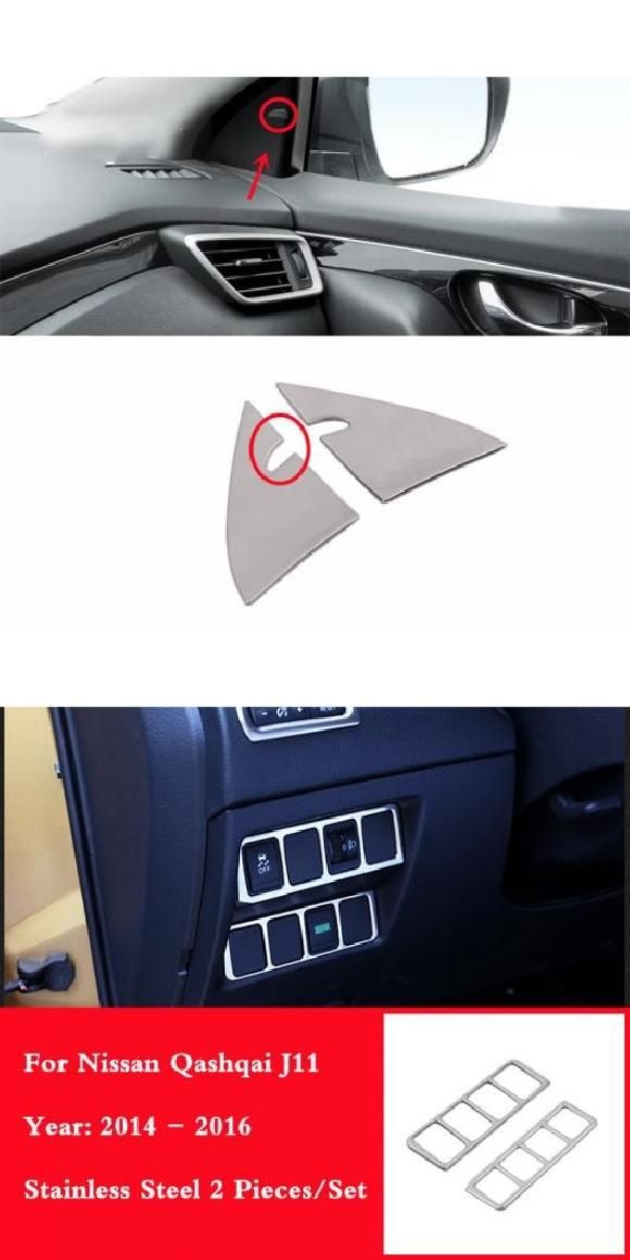 ステンレス スチール トリム アクセサリー 適用: 日産 キャシュカイ J11 2015 2016 2017-2019 フロント インナー トライアングル スピーカー オーディオ ホーン カバー L・D AL-OO-7387 AL