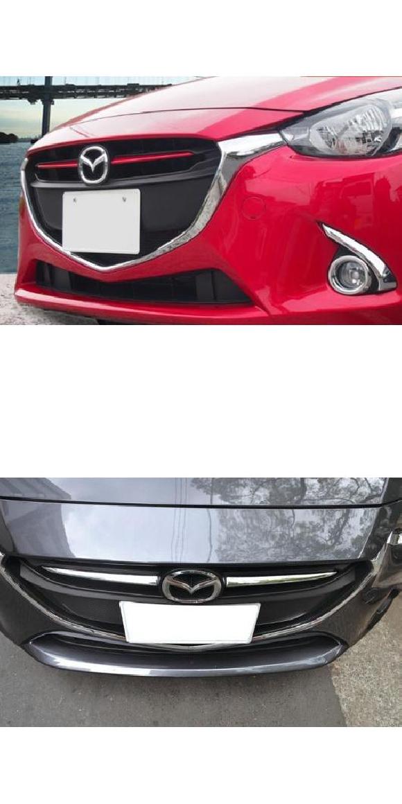 クローム フロント グリル グリル カバー トリム モールディング 適用: MAZDA2 デミオ 2015 2016 2017 DJ DL MAZDA2 ハッチバック セダン アクセサリー スタイリング レッド・シルバー AL-OO-7674 AL