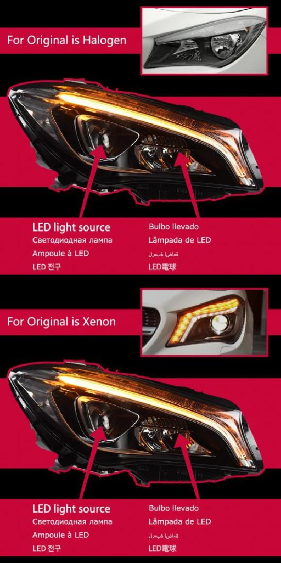 ヘッド ランプ 適用: メルセデス・ベンツ W117 CLA LED ヘッドライト 2014-2020 ヘッドライト CLA200 DRL ウインカー ハイ ビーム エンジェル アイ ハロゲン・キセノン AL-OO-7999 AL