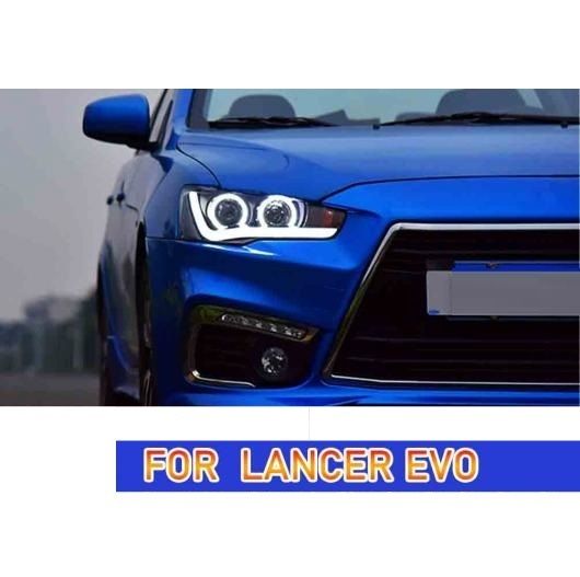 ヘッド ランプ 適用: 三菱 ランサー LED ヘッドライト 2009-2016 ヘッドライト ランサー EX DRL ウインカー ハイ ビーム エンジェル アイ プロジェクター バルブなし AL-OO-8246 AL_2