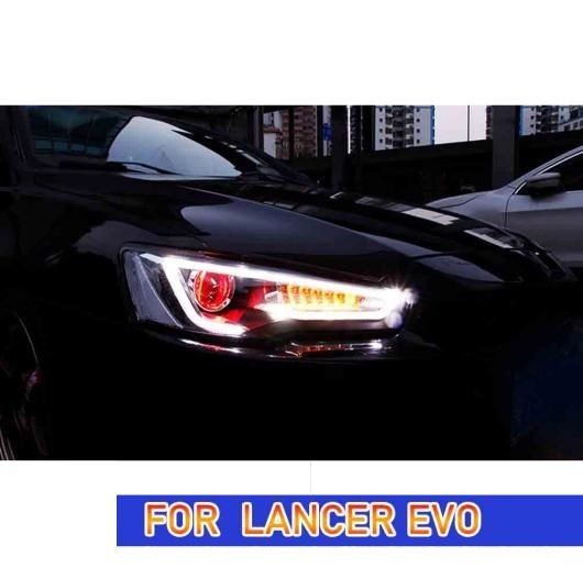 ヘッド ランプ 適用: 三菱 ランサー EX LED ヘッドライト 2009-2016 ヘッドライト EVO DRL ウインカー ハイ ビーム キセノン・LED イビルアイなし・デビル アイ AL-OO-8247 AL_2