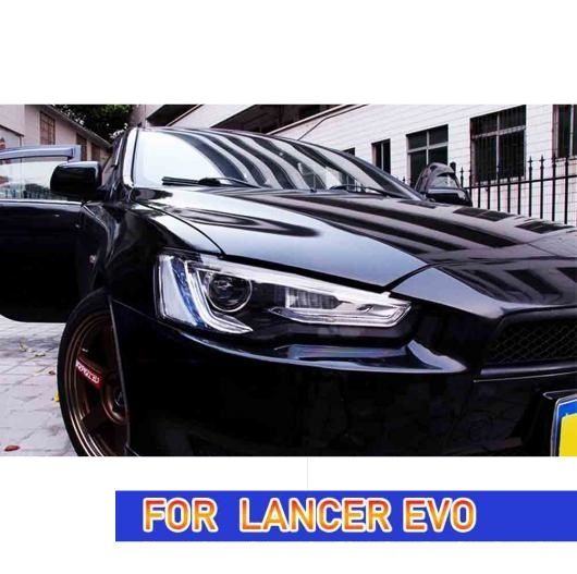 ヘッド ランプ 適用: 三菱 ランサー EX LED ヘッドライト 2009-2016 ヘッドライト EVO DRL ウインカー ハイ ビーム キセノン・LED イビルアイなし・デビル アイ AL-OO-8247 AL_3