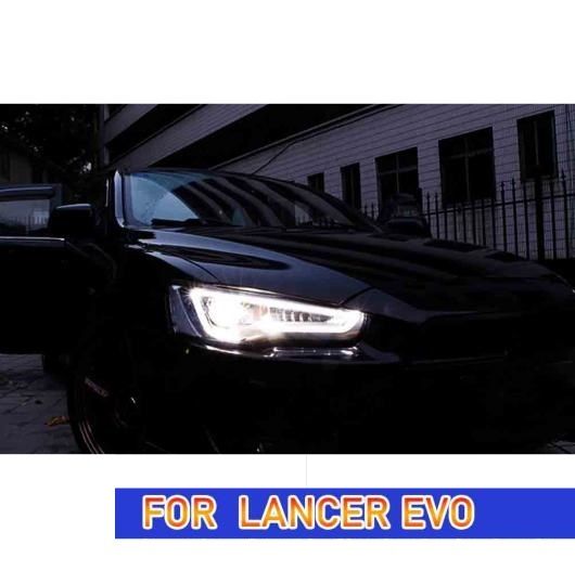 ヘッド ランプ 適用: 三菱 ランサー EX LED ヘッドライト 2009-2016 ヘッドライト EVO DRL ウインカー ハイ ビーム キセノン・LED イビルアイなし・デビル アイ AL-OO-8247 AL_4