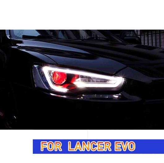 ヘッド ランプ 適用: 三菱 ランサー EX LED ヘッドライト 2009-2016 ヘッドライト EVO DRL ウインカー ハイ ビーム キセノン・LED イビルアイなし・デビル アイ AL-OO-8247 AL_5