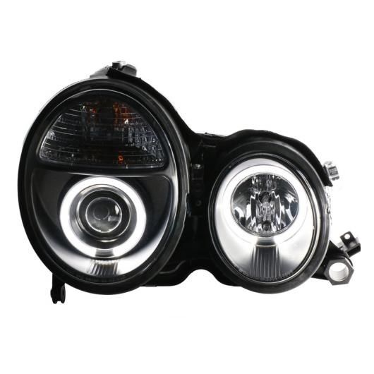 適用: メルセデス・ベンツ 1998-2001 W210 E200 E240 E320 E430 LED エンジェルアイ DRL デイタイム LED ヘッド ライト フロント ランプ バルブなし AL-OO-8329 AL