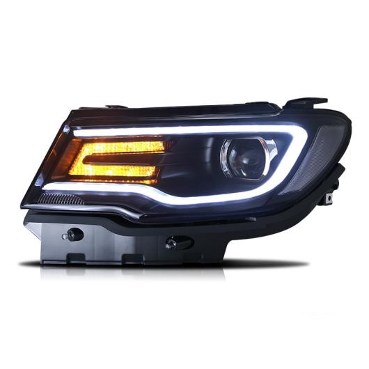 ヘッドライト 適用: ジープ/JEEP コンパス ヘッドライト 2017 2018 2019 コンパス ヘッド ランプ ダブル レンズ バイキセノン HID ハイ ロー ビーム LED 6000K AL-OO-8339 AL