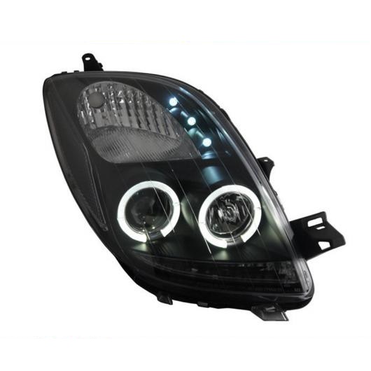 ヘッドライト 適用: トヨタ ヤリス ヴィッツ LED エンジェルアイ ヘッド ランプ 2005-2012 ブラック ヤリス ヴィッツ ヘッドライト フロント 4300K〜8000K AL-OO-8749 AL