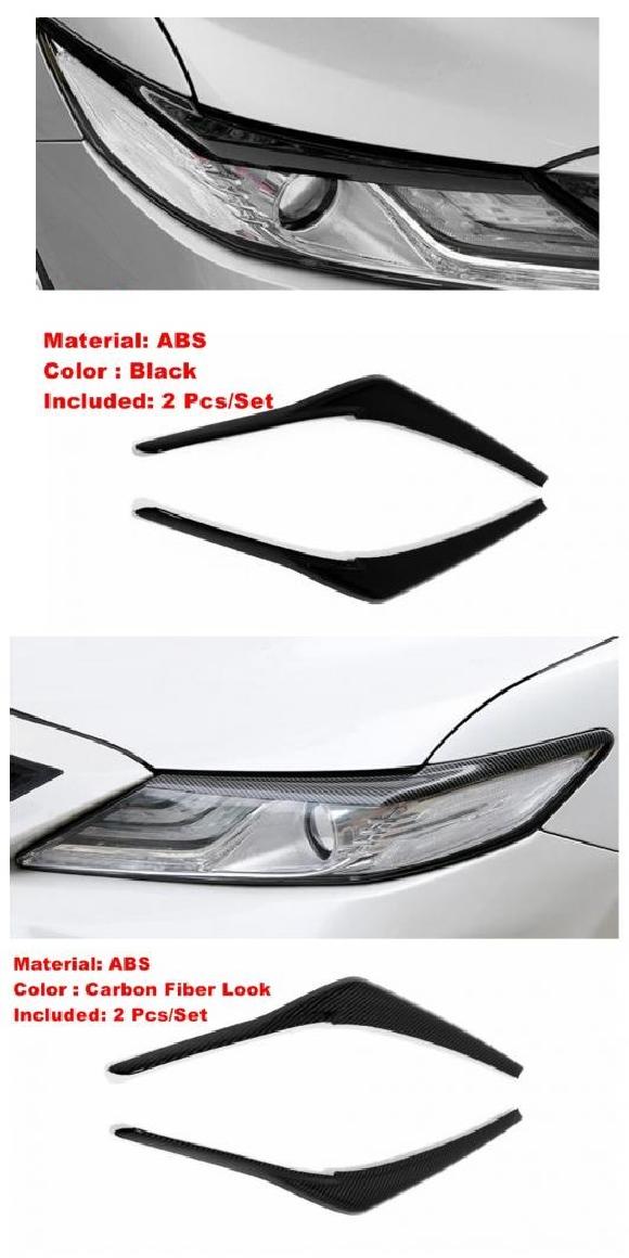 フロント ヘッド リア テール ライト ランプ アイリッド アイブロー カバー トリム 適用: トヨタ カムリ XV70 2018-2021 クローム アクセサリー A ブラック・A カーボン調 AL-OO-9388 ALの通販は