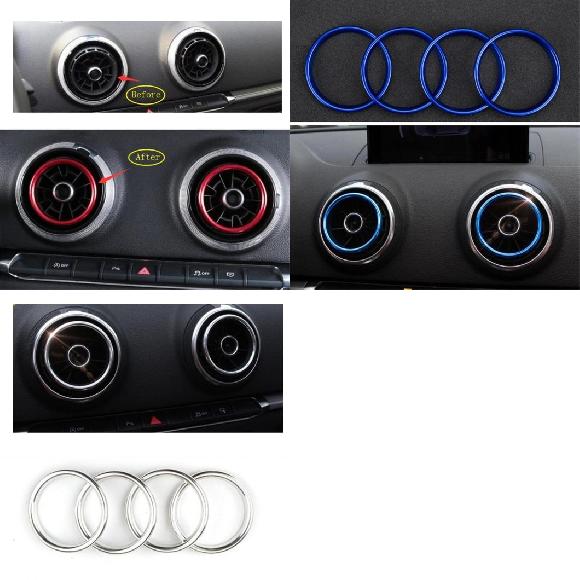 エア AC コンディション 吹き出し口 リング カバー トリム 4 ピース 適用: アウディ/AUDI Q2 2017-2021/A3 2014-2018/S3 2014-2018 インテリア モデル A〜モデル C AL-OO-9405 AL