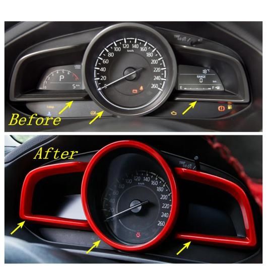 フロント ダッシュボード フレーム 装飾 カバー トリム ABS レッド/カーボン調 インテリア キット 適用: MAZDA3 ハッチバック セダン 2014-2018 レッド スタイル・カーボン調 AL-OO-9502 AL_4