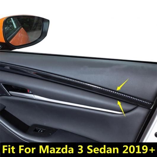ABS インナー ドア アームレスト ハンドル ストリップ 装飾 カバー トリム 適用: MAZDA3 セダン 2019 2020 カーボン調 アクセサリー インテリア AL-OO-9585 AL