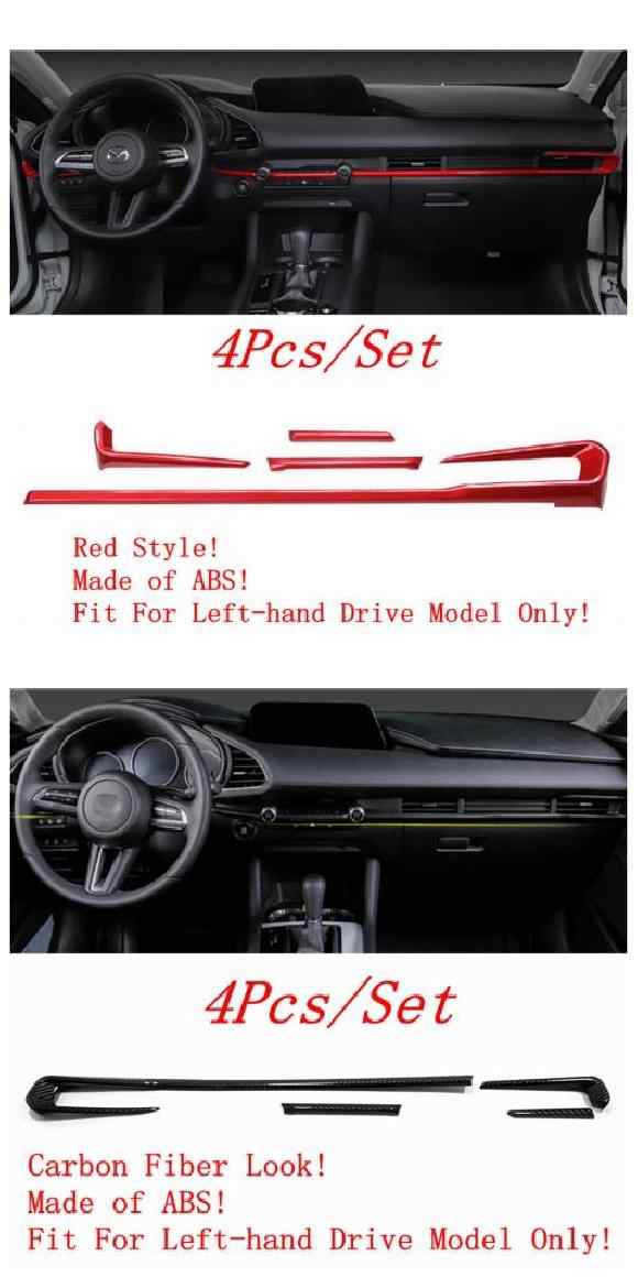 ABS ダッシュボード セントラル コントロール パネル フレーム ストリップ カバー トリム 適用: MAZDA3 2019 2020 2021 2022 カーボンファイバー レッド スタイル・カーボン調 AL-OO-9586 ALの通販は