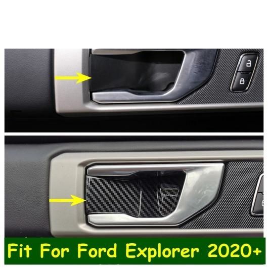 カーボン調 インナー ドア アームレスト ハンドル ボウル ステッカー カバー トリム 適用: フォード/FORD エクスプローラー 2020-2022 アクセサリー インテリア AL-PP-0137 ALの通販は