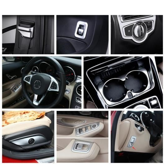 AL マット インテリア 適用: メルセデス・ベンツ C クラス W205 2015-2020 ウインドウ リフト/ヘッド ランプ スイッチ ボタン カバー キット AL-PP-1135