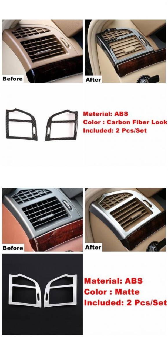 アクセサリー ダッシュボード サイド エアコン AC 吹き出し口 フレーム カバー トリム 適用: メルセデス・ベンツ S クラス W221 2008-2013 カーボン調・マット AL-PP-1484 AL