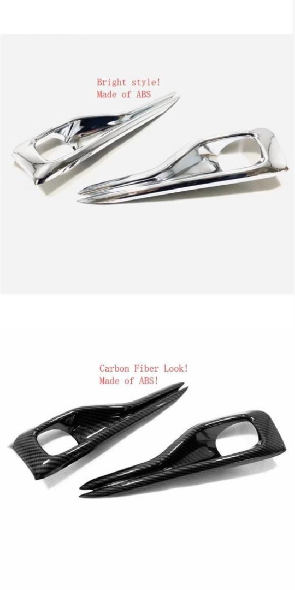 アクセサリー 適用: フォード/FORD フォーカス MK4 2019-2021 ST-ライン ABS クローム/カーボンファイバー フロント フォグライト ランプ フォグライト カバー トリム 鏡面シルバー・カーボン調 AL-PP-1764 AL
