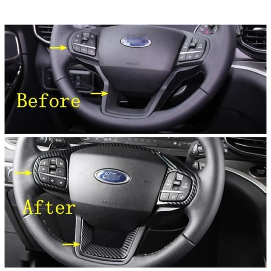 適用: フォード/FORD エクスプローラー 2020 2021 2022 ステアリング ホイール パネル 装飾 フレーム カバー キット トリム ABS カーボンファイバー インテリア アクセサリー AL-PP-1801 AL_1