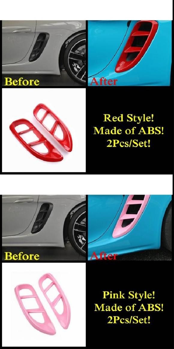 サイド エンジン ボンネット フード フェンダー エア インテーク フロー 吹き出し口 カバー キット トリム アクセサリー 適用: ポルシェ/PORSCHE 718 ケイマン ボクスター 2017-2021 レッド・ピンク AL-PP-1843 AL