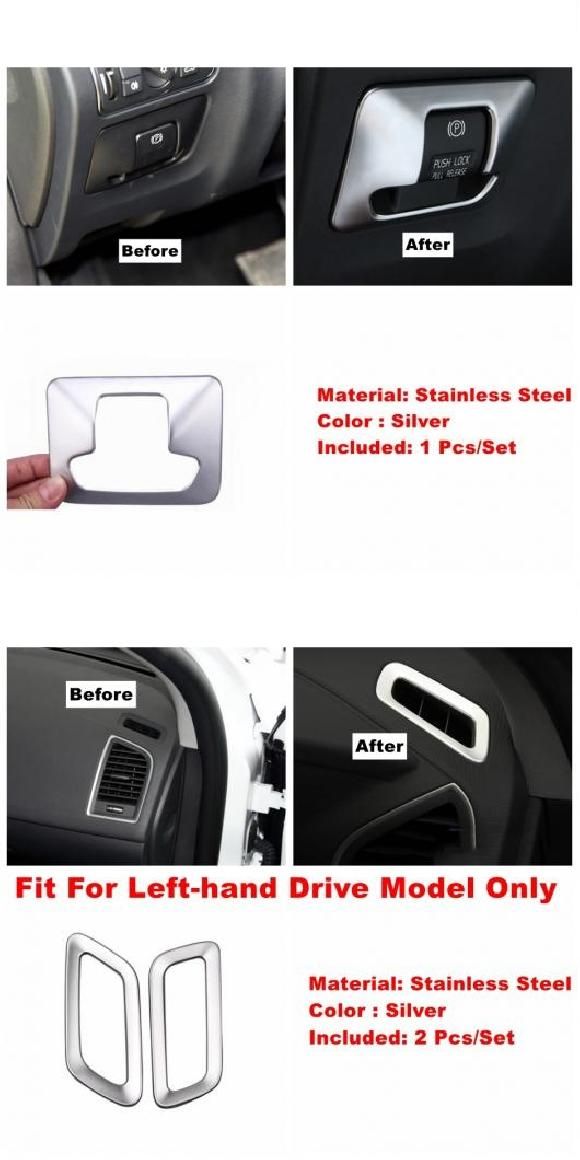 シルバー インテリア キット グローブ ストレージ ボックス/キーホール/カップホルダー パネル/ハンドブレーキ カバー トリム 適用: ボルボ/VOLVO XC60 2012-2017 タイプA・タイプD AL-PP-1874 AL