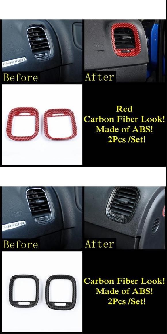 適用: ダッジ チャージャー 2015-2021 サイド ドア/ダッシュボード エア AC 吹き出し口 カバー トリム カーボンファイバー/レッド アクセサリー インテリア タイプF・タイプG AL-PP-1929 ALの通販は