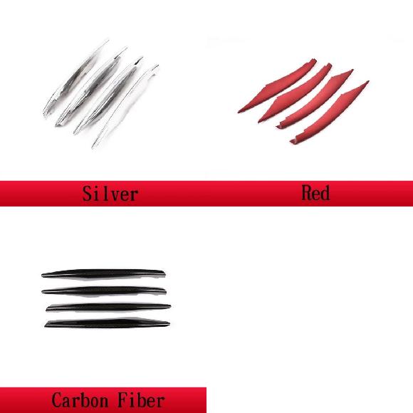 4ピース ABS クローム フロント ランプ 装飾 STRIPTRIM 適用: メルセデス・ベンツ A クラス A180 A200 W177 2019 アクセサリー シルバー〜カーボン調 AL-PP-2099 AL