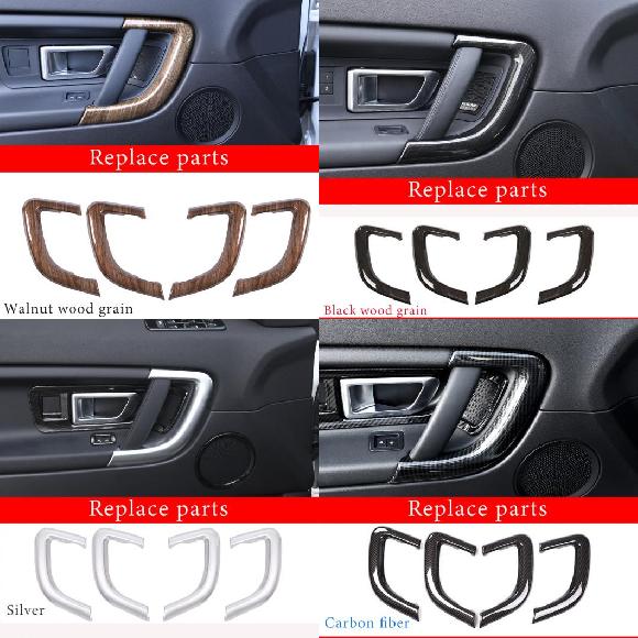 4ピース ブラック 木目調 インナー ドア ハンドル パーツ 装飾 アクセサリー 適用: ランド ローバー/ROVER ディスカバリー スポーツ 2015-2019 タイプA〜タイプD AL-PP-2301 AL