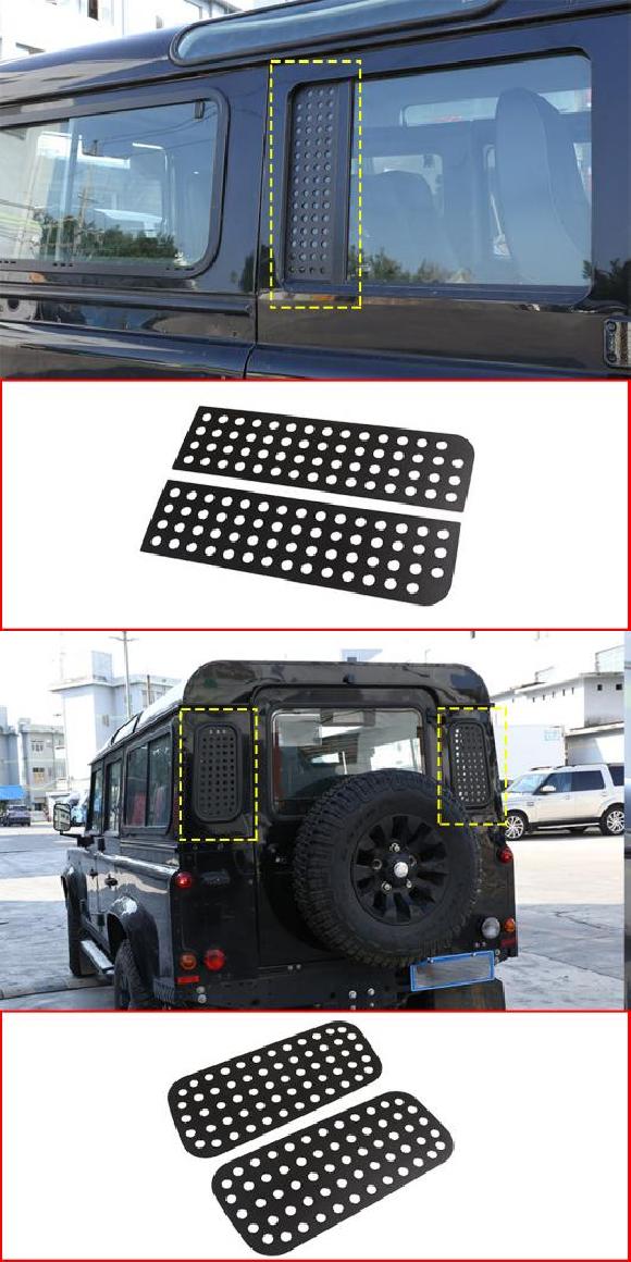 アルミニウム 合金 ブラック リア ドア ルーフ サイド ウインドウ ガラス 保護 プレート カバー 適用: ランド ローバー/ROVER ディフェンダー 90 110 130 アクセサリー タイプ2・タイプ3 AL-PP-2336 AL
