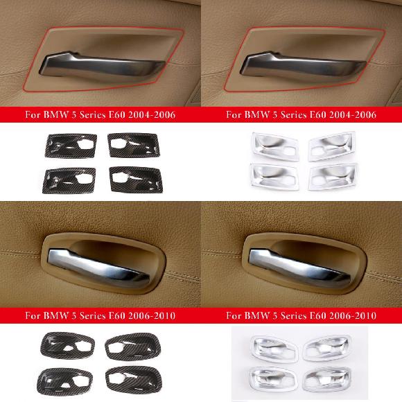 適用: BMW 5シリーズ E60 2004-2010 ABS カーボンファイバー インナー ドア ハンドル ボウル 装飾 カバー 保護 ステッカー インテリア アクセサリー 2004 2006・2006 2010 AL-PP-2451 AL