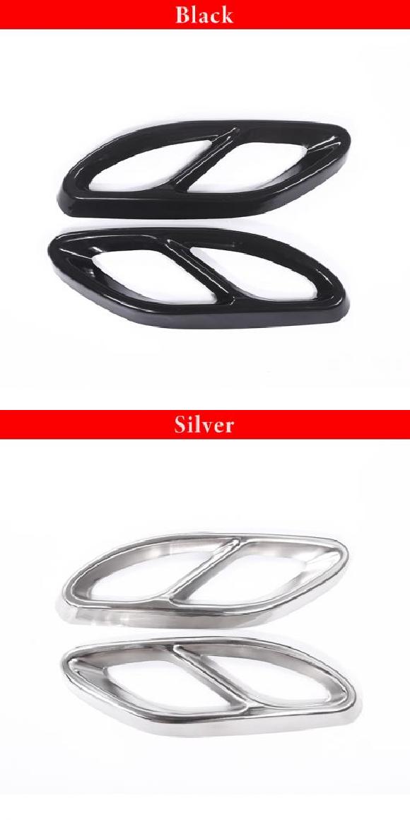 適用: メルセデス・ベンツ A B C E GLA GLC GLE GLS CLS クラス ステンレス スチール リア エキゾースト マフラー パイプ カバー トリム テール スロート フレーム ブラック・シルバー AL-PP-2484 AL