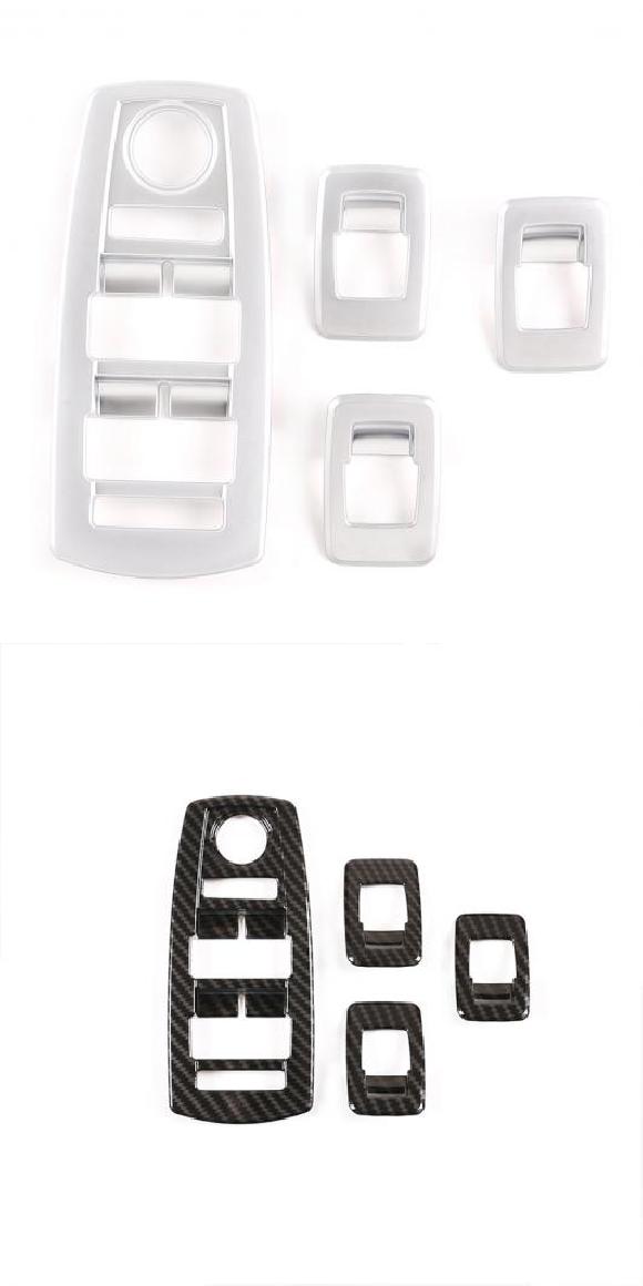 ABS クローム ウインドウ ガラス リフティング ボタン フレーム トリム ステッカー 適用: BMW X3 E83 2006-2010 オート インテリア アクセサリー シルバー・カーボン調 AL-PP-2496 AL