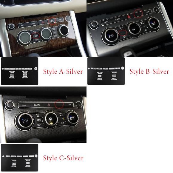 適用: ランド ローバー/ROVER レンジ ローバー/ROVER スポーツ ヴォーグ 2014-17 セントラル コントロール エアコン ボタン パッチ スタイル A シルバー〜スタイル C シルバー AL-PP-2499 AL