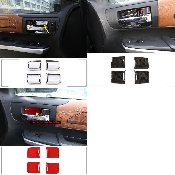 ABS カーボンファイバー/シルバー インナー ドア ボウル プロテクター カバー ステッカー 適用: トヨタ タンドラ/セコイア 2007-2021 インテリア 光沢 シルバー〜レッド AL-PP-2573 AL 13,103円