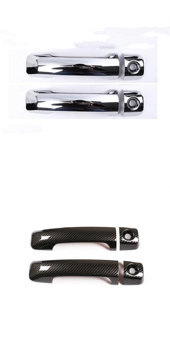 適用: トヨタ FJ クルーザー 2007-2021 ハイ-ABS カーボンファイバー テクスチャ アウター ドア ハンドル カバー トリム ステッカー 光沢 シルバー・カーボンファイバー AL-PP-2643 AL