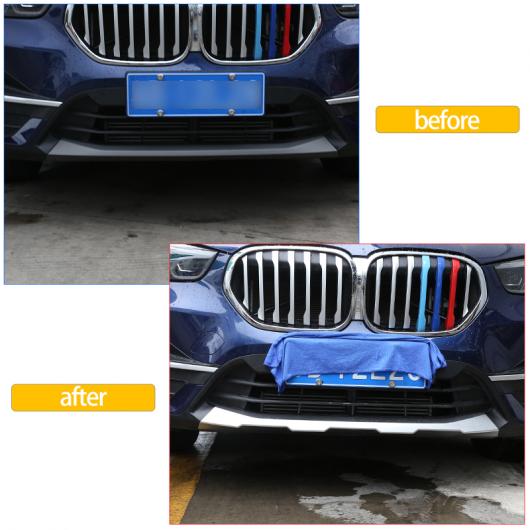 2ピース 適用: BMW X1 F48 2020-2021 モデリング ABS クローム フロント + リア バンパー ディフューザー プロテクター ガード スキッド プレート トリム リア AL-PP-2667 AL_3
