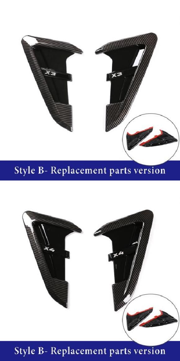 2ピース ABS フロント フェンダー サイド 通気口 カバー トリム-スタイリング 適用: BMW X3 G01 X4 G02 2018-2022 スタイル B X3 カーボン・スタイル B X4 カーボン AL-PP-2672 AL