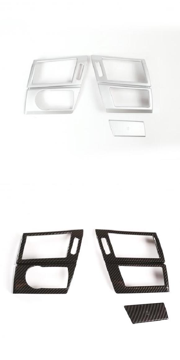 ダッシュボード 両方 サイド エアコン吹き出し口 フレーム トリム カバー ステッカー 適用: BMW X3 E83 2003-2010 ABS カーボンファイバー アクセサリー シルバー・カーボン調 AL-PP-3329 AL