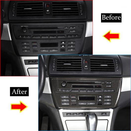 適用: BMW X3 E83 2006-2010 ABS カーボン セントラル コントロール エアコン ボタン CD パネル カバー ステッカー トリム インテリア アクセサリー シルバー・カーボン調 AL-PP-3407 AL_4