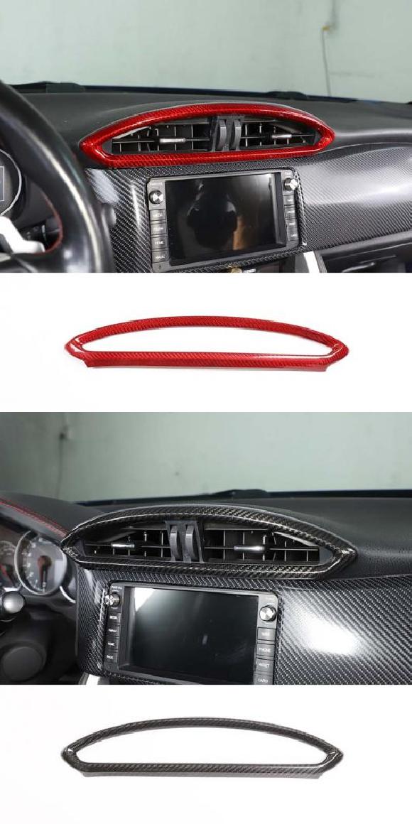 リアル カーボンファイバー セントラル コントロール エアコン 吹き出し口 フレーム カバー ステッカー トリム 適用: スバル BRZ トヨタ 86 2012-2020 レッド・カーボン調 AL-PP-3467 AL