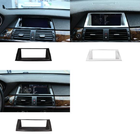 セントラル コントロール ナビゲーション 装飾 フレーム カーボンファイバー ステッカー トリム カバー 適用: BMW X5 E70 X6 E71 2008-2013 ブラック〜カーボン調 AL-PP-3593 AL