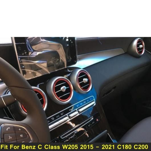 エアコン AC 吹き出し口 リング カバー トリム 7個 適用: メルセデス・ベンツ C クラス W205 2015-2021 C180 C200 レッド インテリア AL-PP-3978 AL