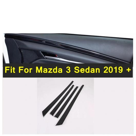 ドア パネル カバー トリム インナー アームレスト ハンドル ガーニッシュ ストリップ 4ピース 適用: MAZDA3 セダン 2019 2020 カーボンファイバー アクセサリー AL-PP-4345 AL